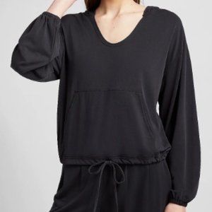 Express Silky Sueded Jersey Hooded Tie Front Sweatshirt